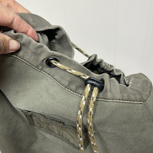 Green Canvas Duffel Bag with Drawstring Closure - Picture 4 of 10